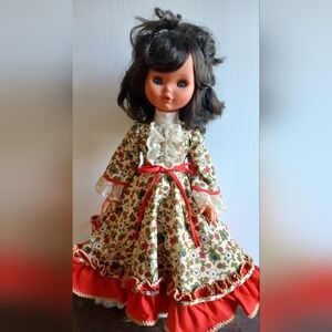 Floral Dress Doll with Dark Hair